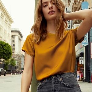 Nation Marie Boxy Top - Gold Sateen